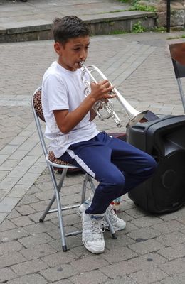 Street musician - astonishingly promising young trumpeter