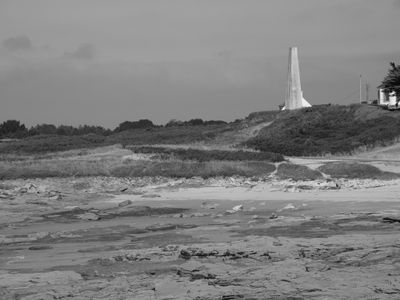 Beacon at Plage du Goudoul BW