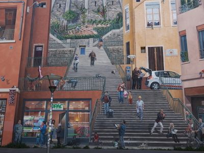 Mur des Canuts - trompe l'oeil