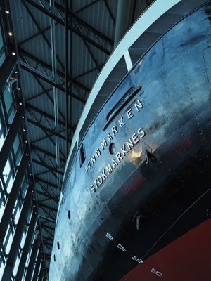 Part of the hull of Hurtigruten 1956 Finnmarken vessel