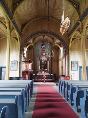 Inside the new church next to Kvernes stave church
