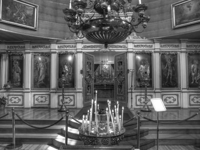 St Michael the Archangel Russian cathedral BW HDR