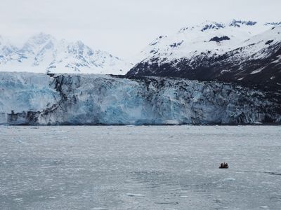 College Fjord - Zodiac against the immensity of Harvard glacier