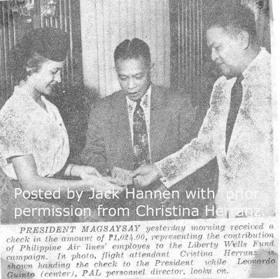 Cristina Herranz & Pres. Ramon Magsaysay.  Published by The Manila Times