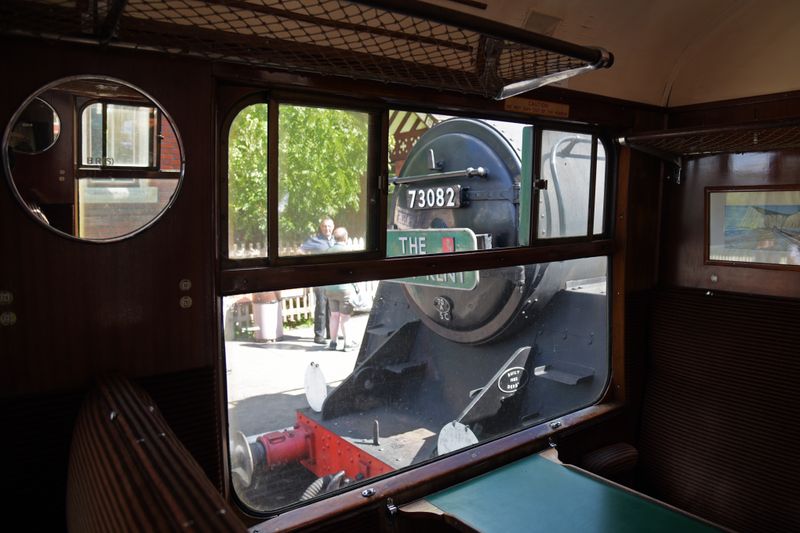 Through the window, of the carriage pulled by the Flying Scottsman