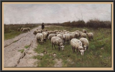 Herder met schapen, ca. 1885