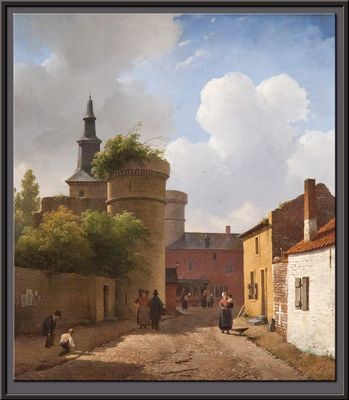 Straatje in Huy, Belgie, ca 1824