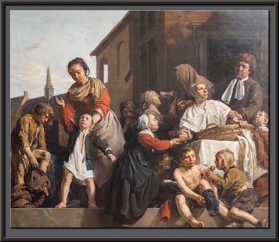 Caring for the children at the Orphanage in Haarlem: three Acts of Mercy, 1663