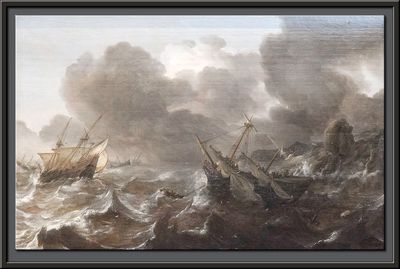 Ships in a gale, c. 1618