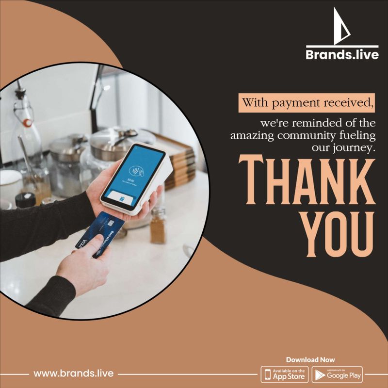 Download Thanks for Payment posters and images for free with Brands.live                                             