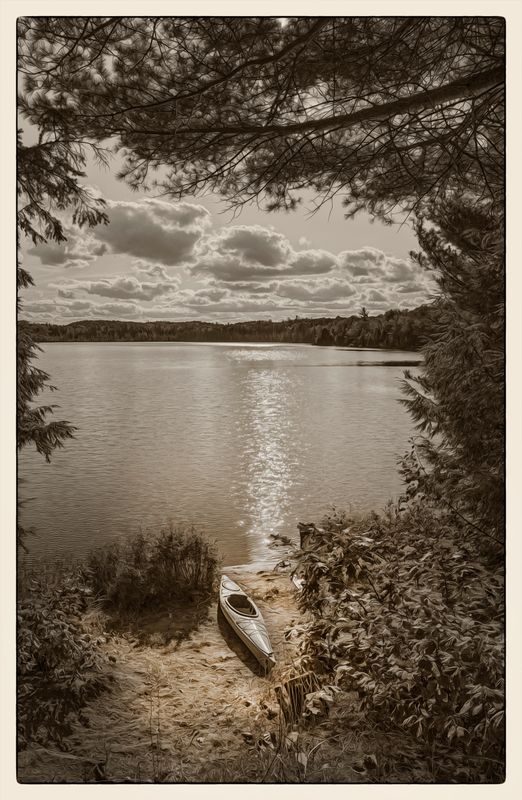 Kayak on St. Kathryn Lake U.P. Michigan