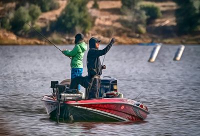 Fishermen and Dog - Santa Margarita Lake - California