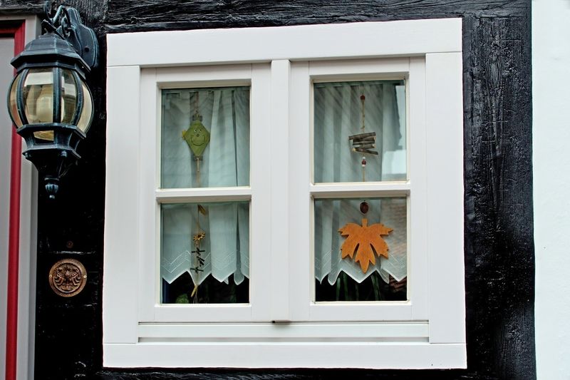 Window with Autumnal Decorations