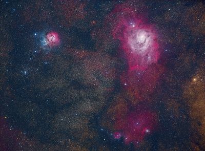 Trifid and Lagoon Nebulae