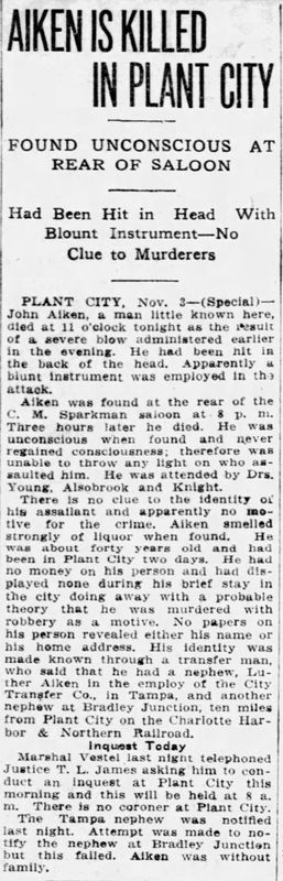 Marshal Vestel of Plant City Nov 4 1911