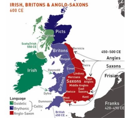 UK DNA Map Anglo Saxon Briton Ireand