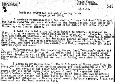 Boyt Thompson Seagrim Burma Medals 1944 citations