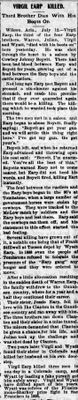 Virgil Earp Killed by Cowboy Johnny Boyett