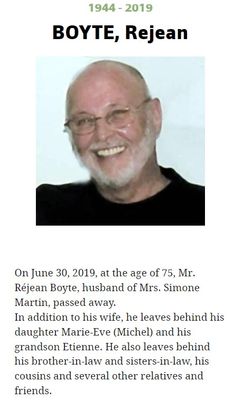 Boyte Rejean 1944-2019 Obit Canada Hap I