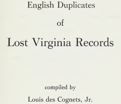 John Stansell 1704 Nansemond Lost Records