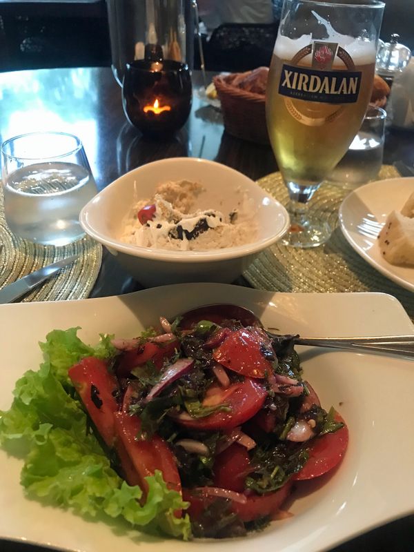 005 Chicken Pate topped with fruit and nuts and tomato salad with a cherry vinagrette.jpg