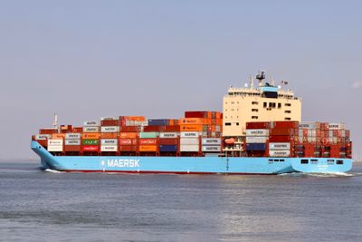 A stern view of the Vaga Maersk (10/7/2025)