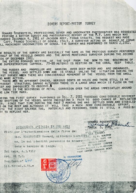 My survey contract for the Lara 1980. 