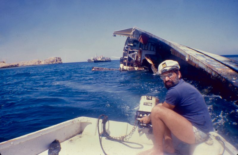 Jolanda on top of the reef at  Ras Mohammed 1980