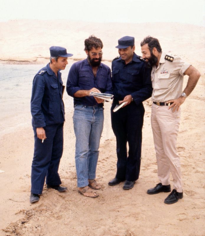 1982 reviewing diving site maps with Israeli and Egyptian officers