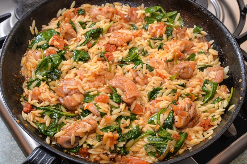 Orzo with Chicken, Nduja and Spinach