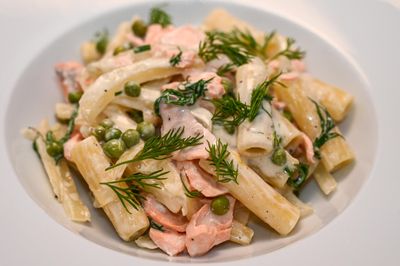 Pasta with Salmon, Fennel and Peas