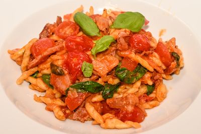 Trofie with Bacon and Tomatoes