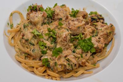 Linguine with Sausage and Mustard
