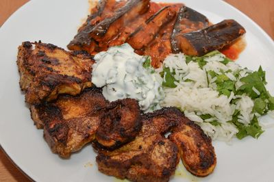 Spiced Lamb Chops with Curried Aubergines