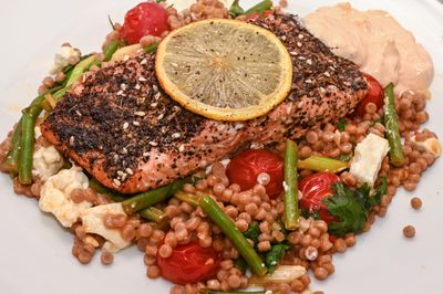 Za’atar Salmon with Giant Couscous and Feta