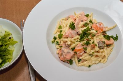 Hot-Smoked Salmon with Pasta and Pine Nuts