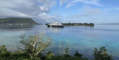 Scenic Eclispe, arriving Port Vila, from Iririki Island Resort