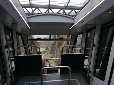 Flibanen funicular railway, headed down