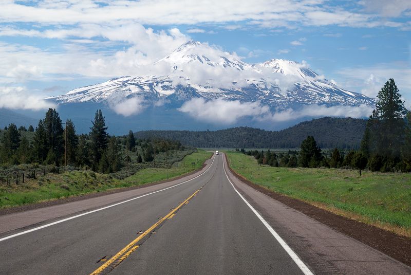 Dwarfed by Mt. Shasta