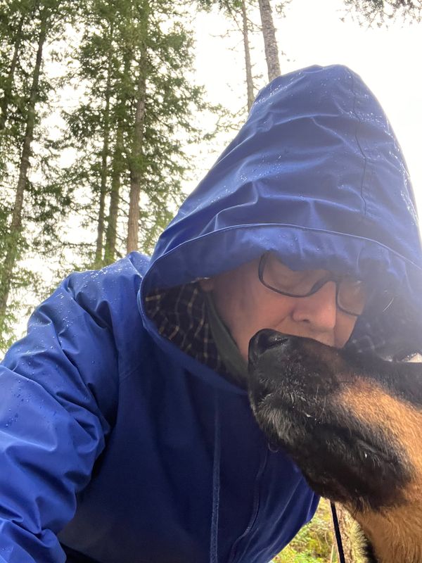 Joey and me on a rainy day. 
