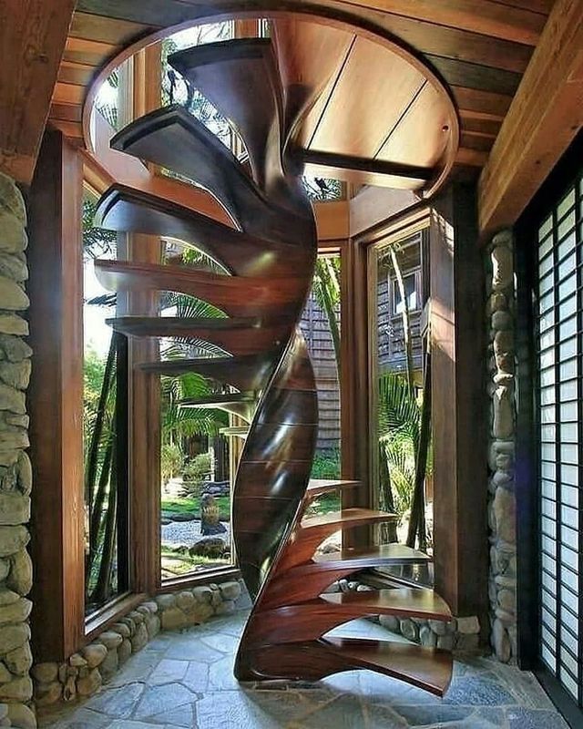  Galen Marrs built this wooden Spiral Staircase 