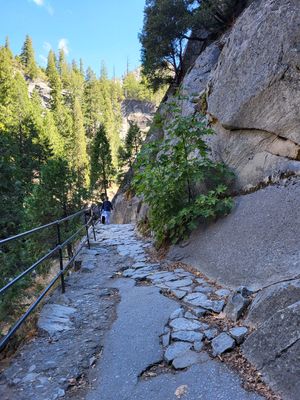 Ascending Mist Trail, Vernal Fall just around the corner ahead.