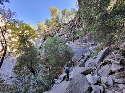 Mist Trail, headwall of Vernal Fall