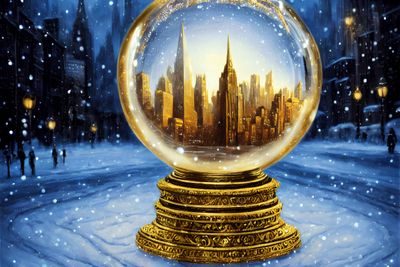 Manhattan Skyline In Snow Globe Deep Dream Generator