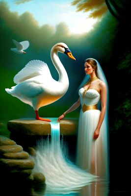 Woman With Swan, AI generated by Lexica