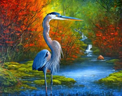 Blue Heron Impressionistic