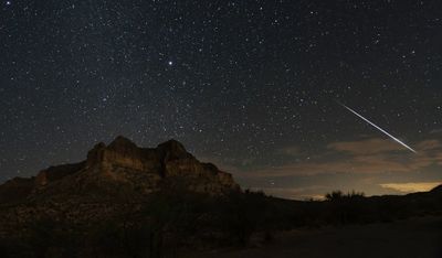 Geminid meteor over Picketpost Mtn