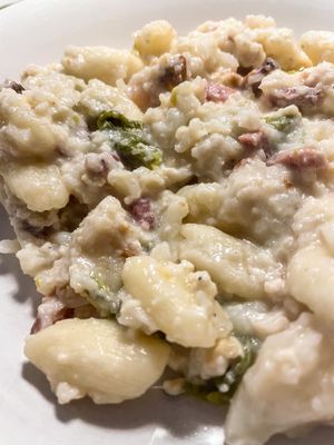 Gnocchi with cauliflower and speck