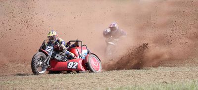 Dust flying.
