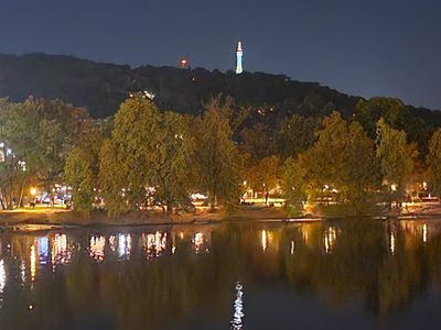 Prague's Petrin Hill & Tower and the River at Night